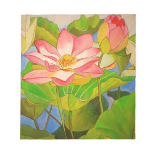 Bloc-note Lotus rose nénuphar aquarelle peinture