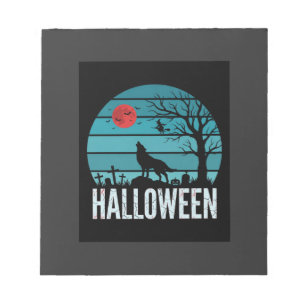 Bloc-note Loup d'Halloween Cimetière Lune Vecteur