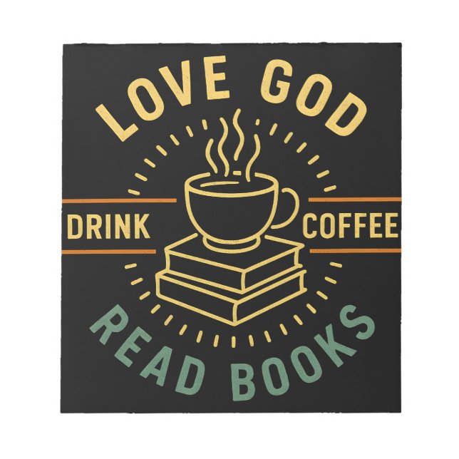 Bloc-note Love God Drink Coffee Lire les livres Amateurs Vin (Devant)