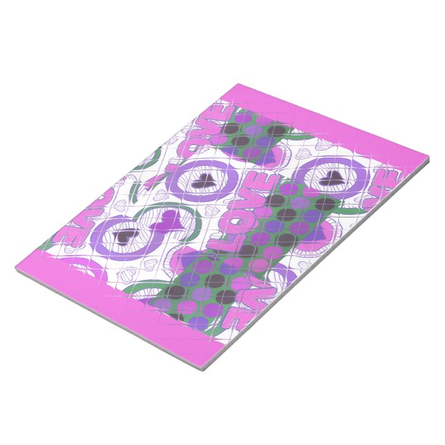 Bloc-note Lovely Love Heart Motif Art Imprimer (Incliné)