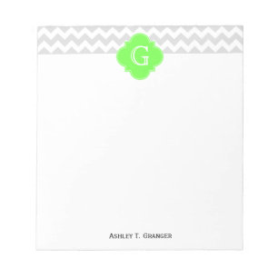 Bloc-note Lt Grey What Chevron ZigZag Lime Quatrefoil Monogr
