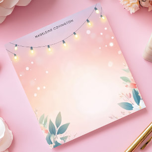 Bloc-note Lumières Guirlandes Florales Pastel Nom Personnali