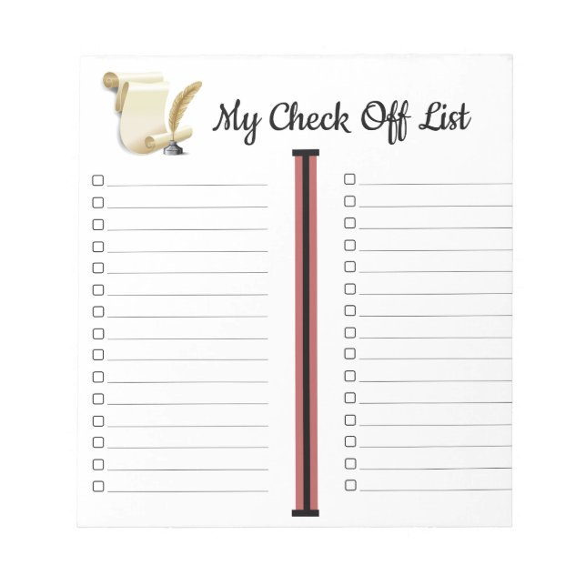 Bloc-note Ma liste de vérification Notepad (Devant)