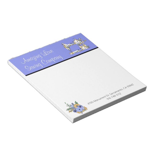 Bloc-note Machine à coudre florale en lunettes à blanc 2 Pot (Incliné)