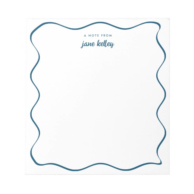 Bloc-note Main Tirée Vave Bordure Bleu Personnalisé (Devant)