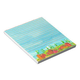 Bloc-note Maisons rouges Aquarelle bleue