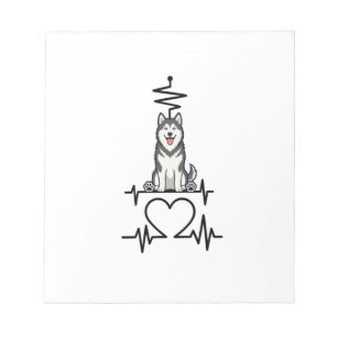 Bloc-note Malamute d'Alaska Rythme Cardiaque Ligne Cœur Patt