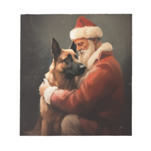 Bloc-note Malinois Belge avec le Père Noël Festif Noël