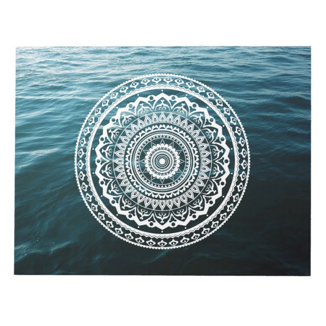 Bloc-note Mandala Blanc Laissez la mer vous libérer (Devant)