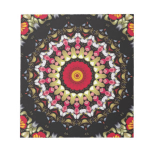 Bloc-note Mandala noir et rouge magique