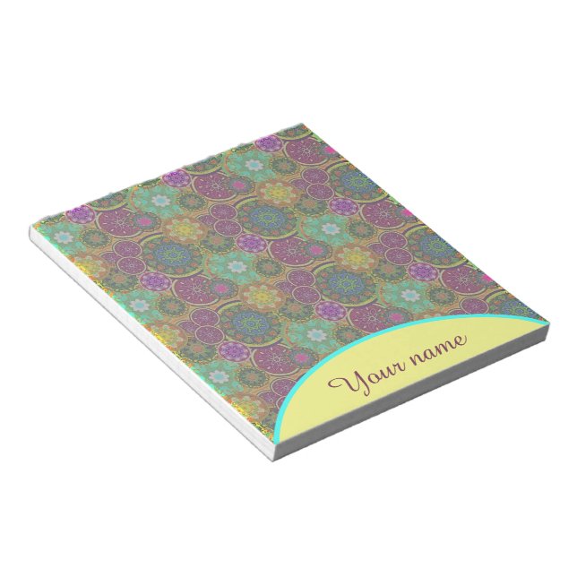 Bloc-note Mandalas colorées personnalisées (Incliné)