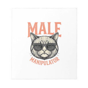 Bloc-note Manipulateur Masculin Lunettes de Soleil Chat Drôl