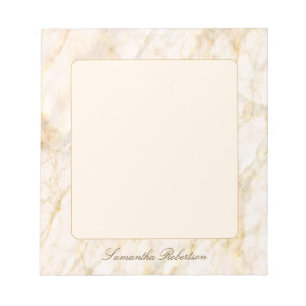 Bloc-note Marbre élégant Brun Or Rose Clair Nom personnalisé