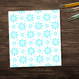 Bloc-note Marguerite délicate blanche et turquoise, point mo