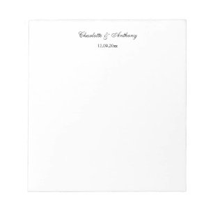 Bloc-note Mariage Élégant Script Creative Black White