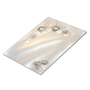 Bloc-note Mariage Faux White Pearl and Diamond Buttons