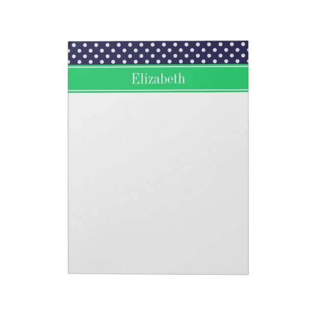 Bloc-note Marine Blue Wt Polka Dot Emerald Nom vert Monogram (Tourné)
