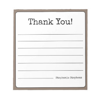 Bloc-note Marron Café Rétro Merci Votre Nom Ligné