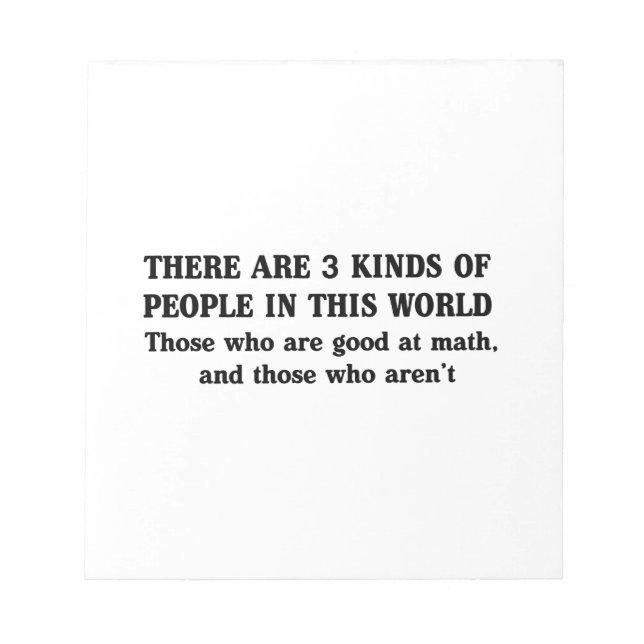 Bloc-note Maths et 3 sortes de gens (Devant)