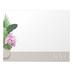 Bloc-note Medinilla Tropical Elegant Flower Beige Nom du vas