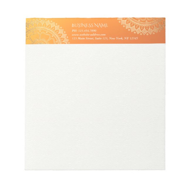 Bloc-note Méditation Yoga Enseignant Moderne Orange Or Manda (Devant)
