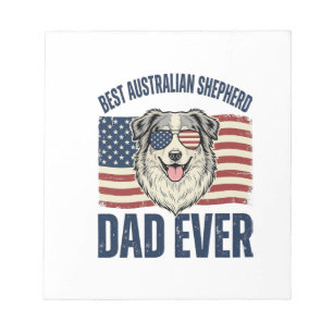 Bloc-note Meilleur papa Australian Shepherd patriotique