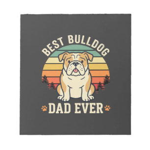 Bloc-note Meilleur Papa Bouledogue Retro Vecteur