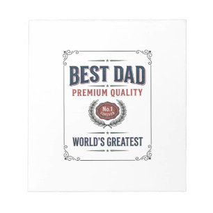 Bloc-note Meilleur Papa Design de T-Shirt avec Gravure Vinta
