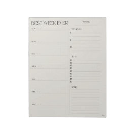 Bloc-note meilleur planificateur de semaine - SUNDAY START