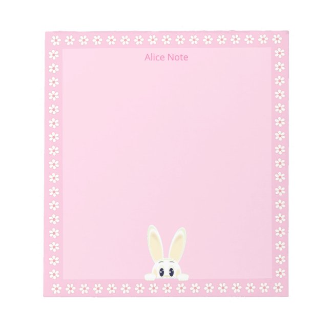 Bloc-note Mélange lapin blanc et fleurs blanches sur simple (Devant)