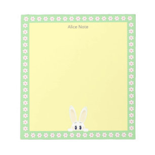 Bloc-note Mélange lapin blanc & Fleurs blanches sur simple j