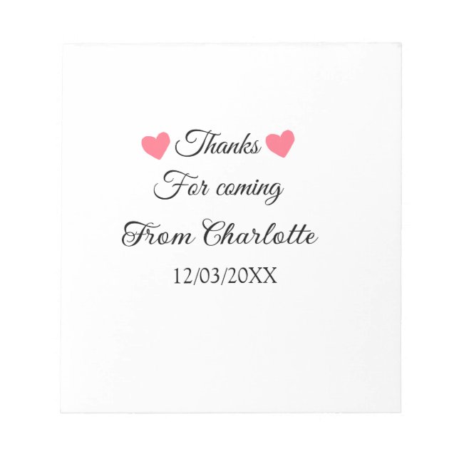 Bloc-note merci d'être venu nom à ajouter message texte  (Devant)