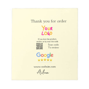 Bloc-note Merci Google avis scan QR entreprise