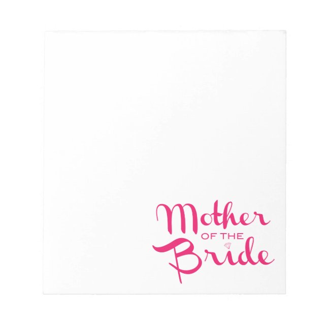 Bloc-note Mère de mariée Retro Script Hot rose sur blanc (Devant)
