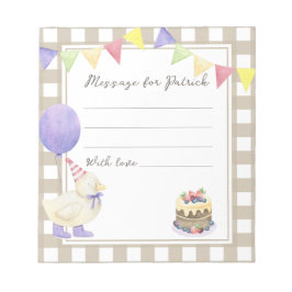 Bloc-note Message de capsule d'anniversaire de canard