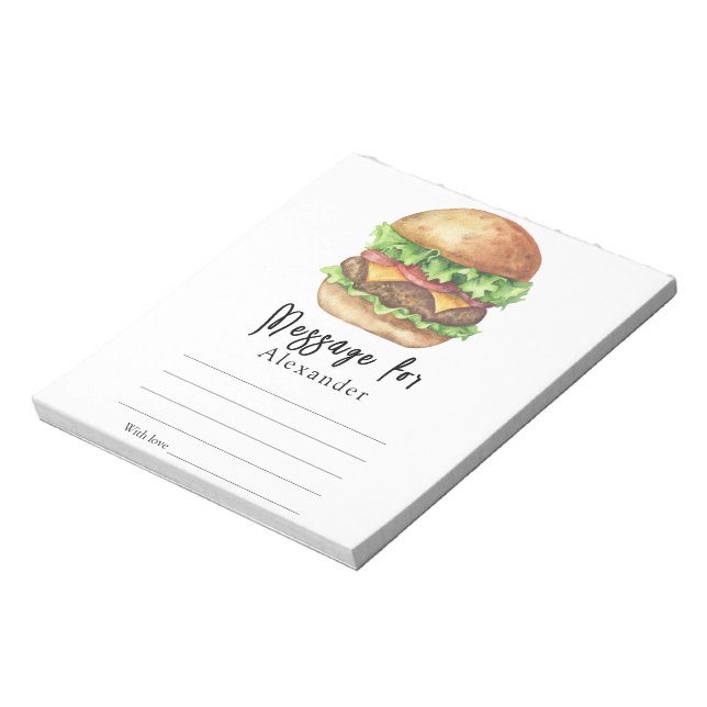 Bloc-note Message de la capsule d'heure BBQ Burger (Tourné)