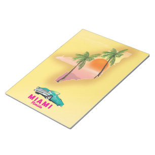 Bloc-note Miami Floride carte illustrée affiche