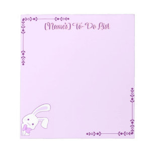 Bloc-note Mignon Kawaii Pastel Violet Lapin Oreilles Tombant