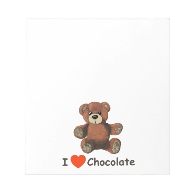 Bloc-note Mignonne I Coeur (Amour) Chocolat Teddy Ours (Devant)