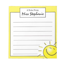 Bloc-note Mignonne Sunshine Face Sourire de l'enseignant