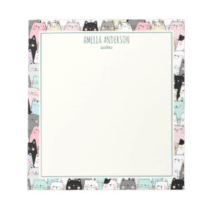 Bloc-note Mignons Chats Kawaii Motif Personnaliser Nom