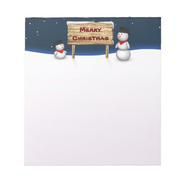 Bloc-note Mignons Snowmen souhaitant Joyeux Noël (Devant)
