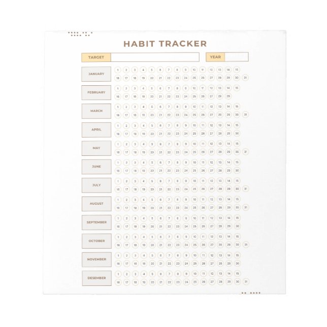 Bloc-note Minimal Habit Tracker Beige Grid Design (Devant)