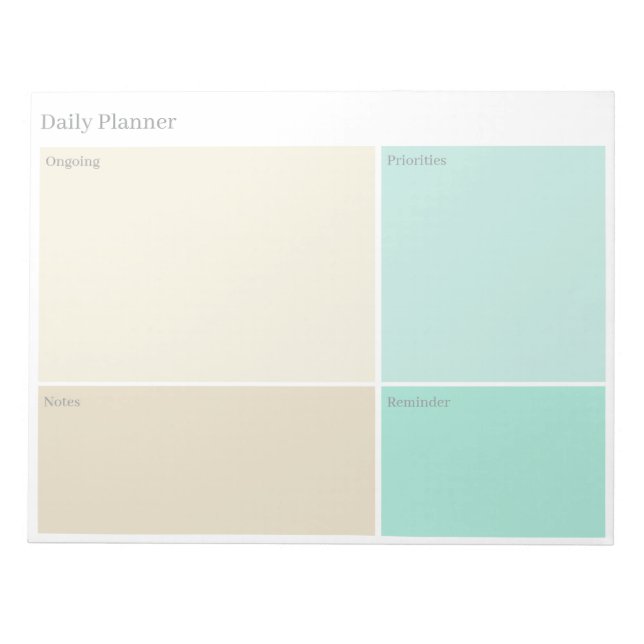 Bloc-note Minimalist, Modern Beige & Aqua Blue Daily Planner (Devant)
