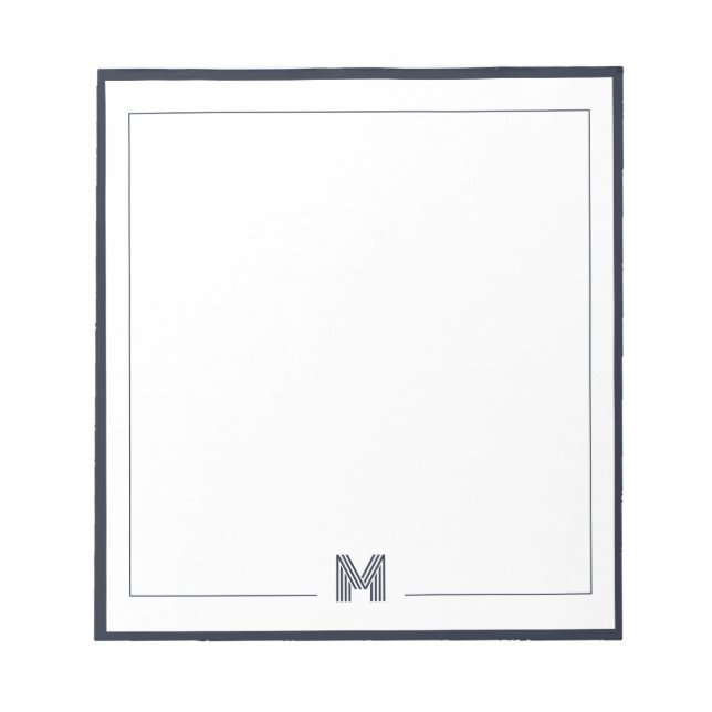 Bloc-note Minimalist Monogram Double Border Stationery (Devant)
