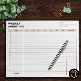 Bloc-note Minimalist Weekly Spending Tracker