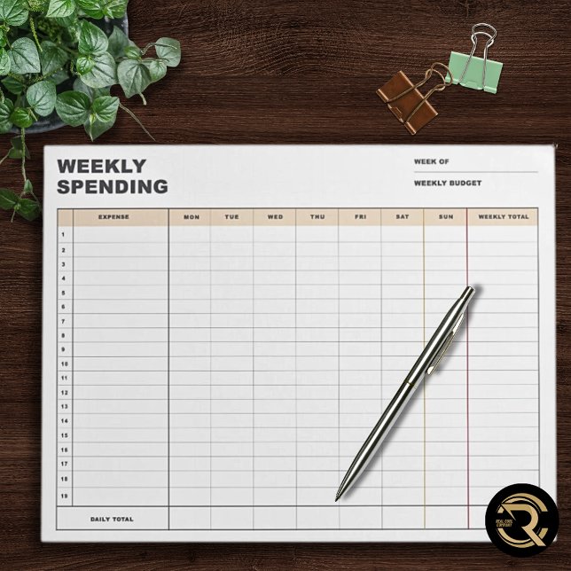 Bloc-note Minimalist Weekly Spending Tracker (Créateur téléchargé)