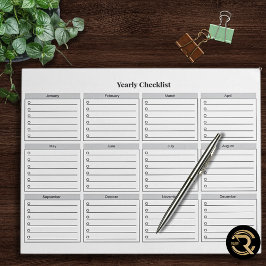 Bloc-note Minimalist Yearly Checklist Notepad