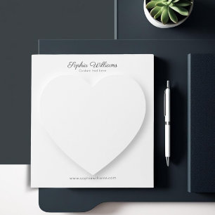 Bloc-note minimaliste de coeur blanc d'ombre 3D