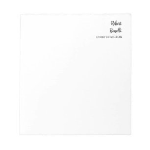Bloc-note Minimaliste Moderne Noir & Blanc Uni